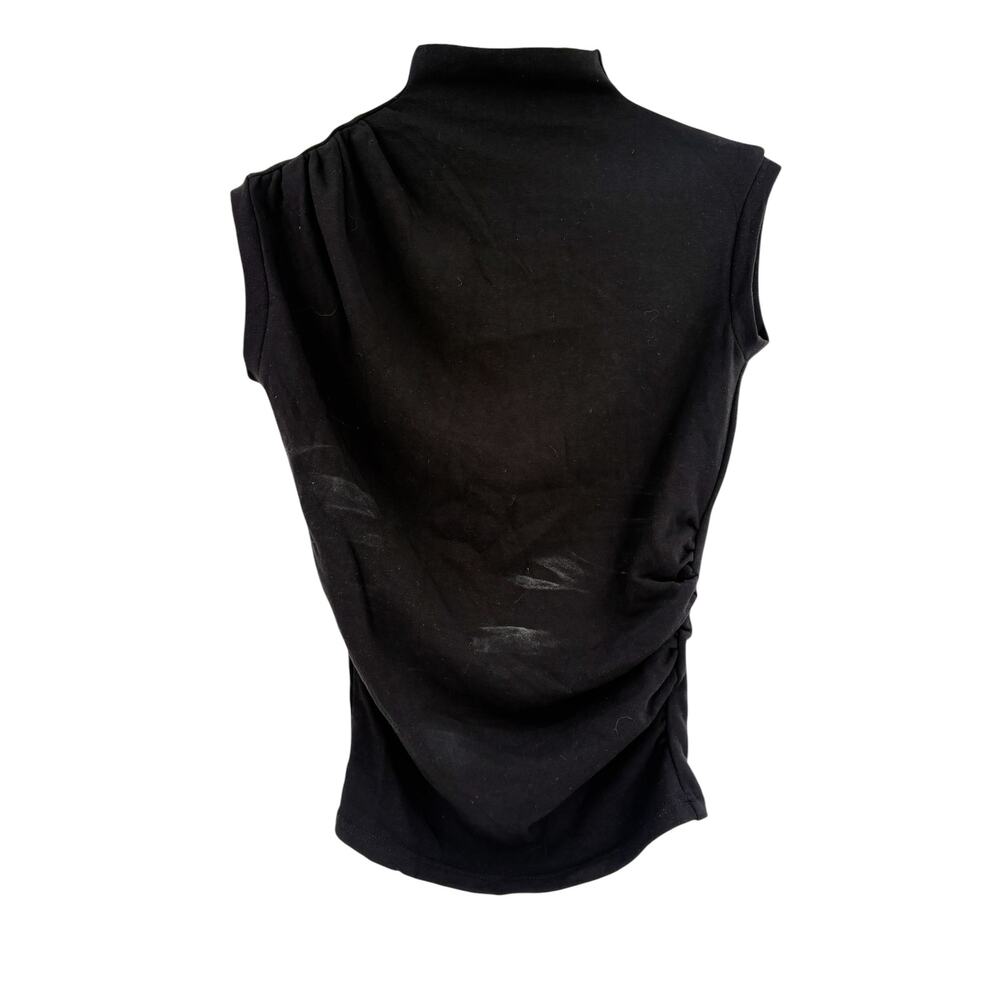 OGL Top Size S Short Sleeve Classic Black Mock Neck NEW Side Ruching